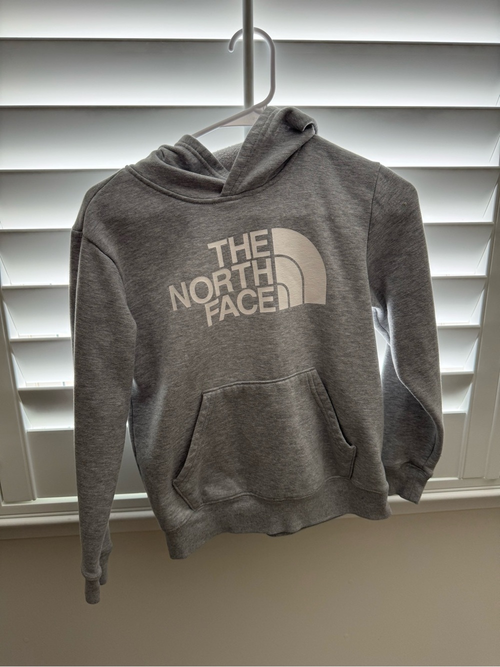 Youth Boys Large (12) The North Face Light Gray Fleece Pullover Hoodie